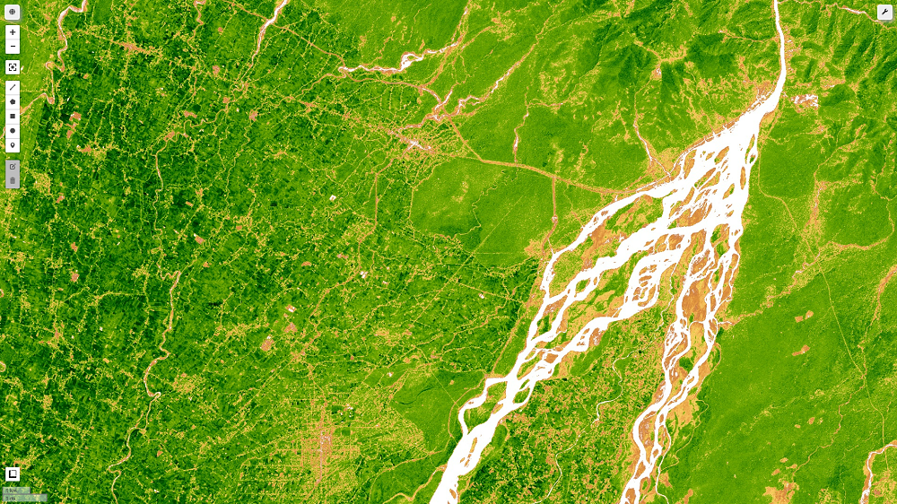 Enhanced Vegetation Index (EVI) from Sentinel-2 image on Google Earth Engine